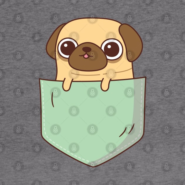 Cute Little Pug In Green Pocket by rustydoodle